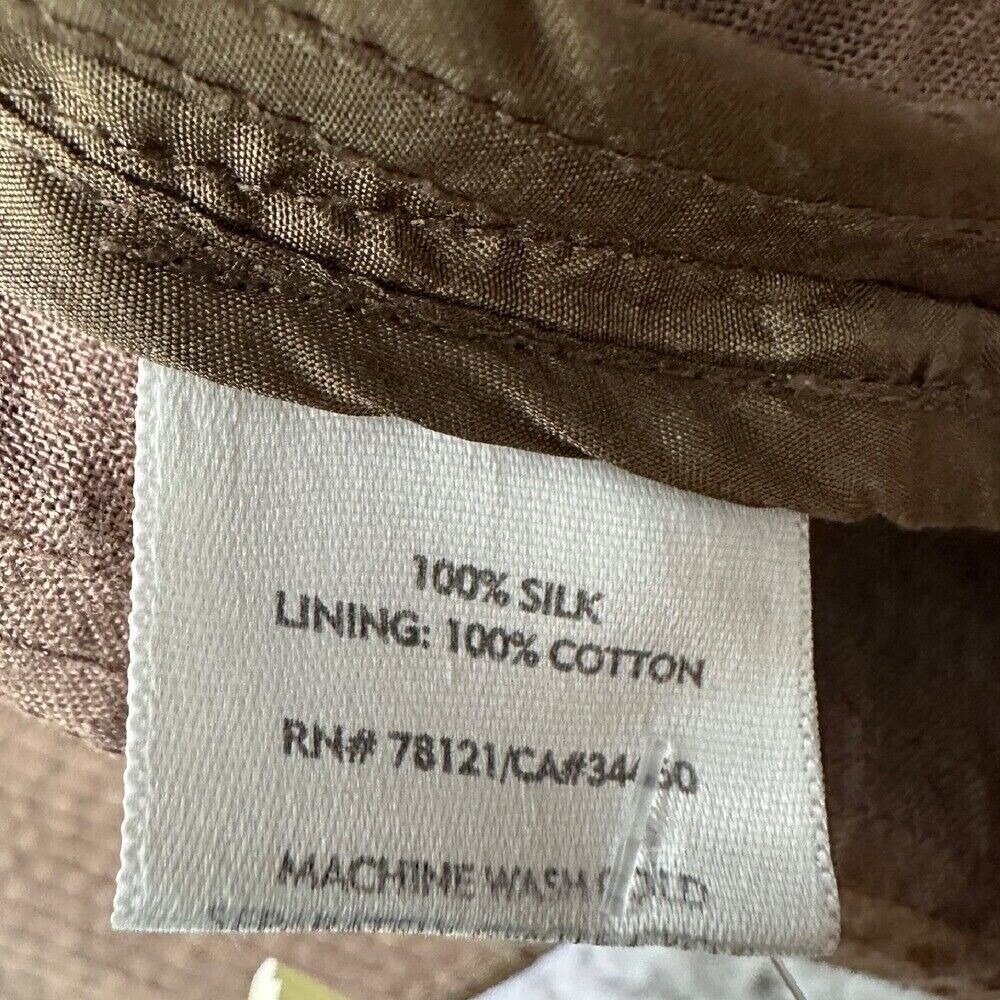 Womens Brown 100% Silk Lightweight Jacket Lined Size M/L Boho Natural Minimalist - Picture 4 of 7